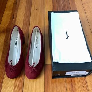 Women's Burgundy Suede Camille Ballerina Heels Exclusive to SSENSE